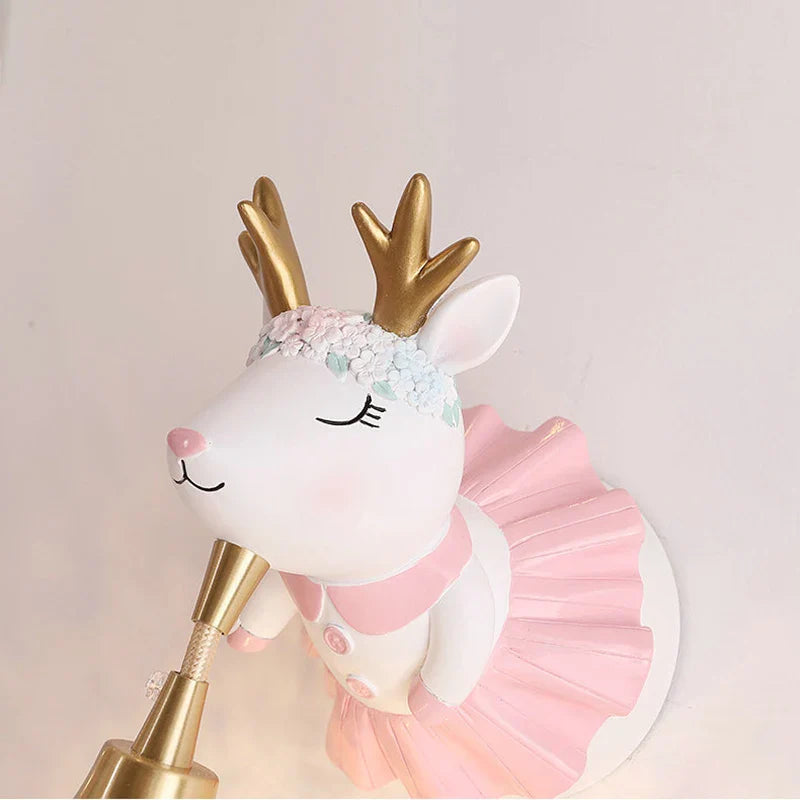 Axyaa Elephant Deer Child Room Wall Lamp for Kids Bedroom - Resin Animal Design