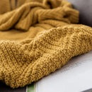 Axyaa Mustard Yellow Knit Throw Blanket with Tassels - 50"x62"