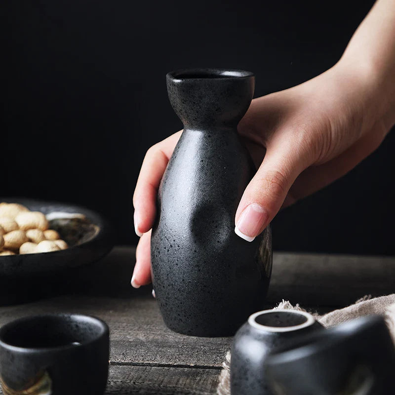 Axya Ceramic Sake Liquor Dispenser Set - Shabu Yellow Wine Cup, Small Glass