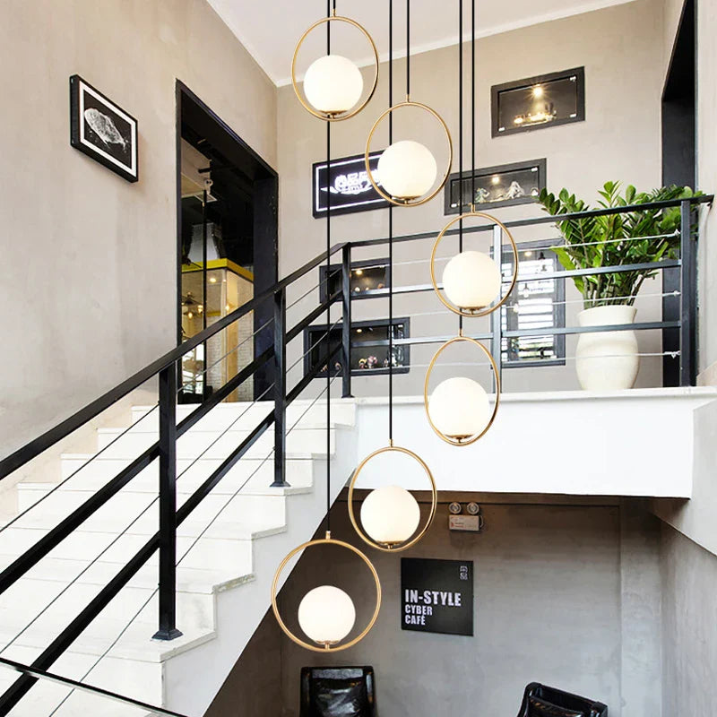 Axya Nordic Glass ball LED Pendant Lights for stylish spiral decor.