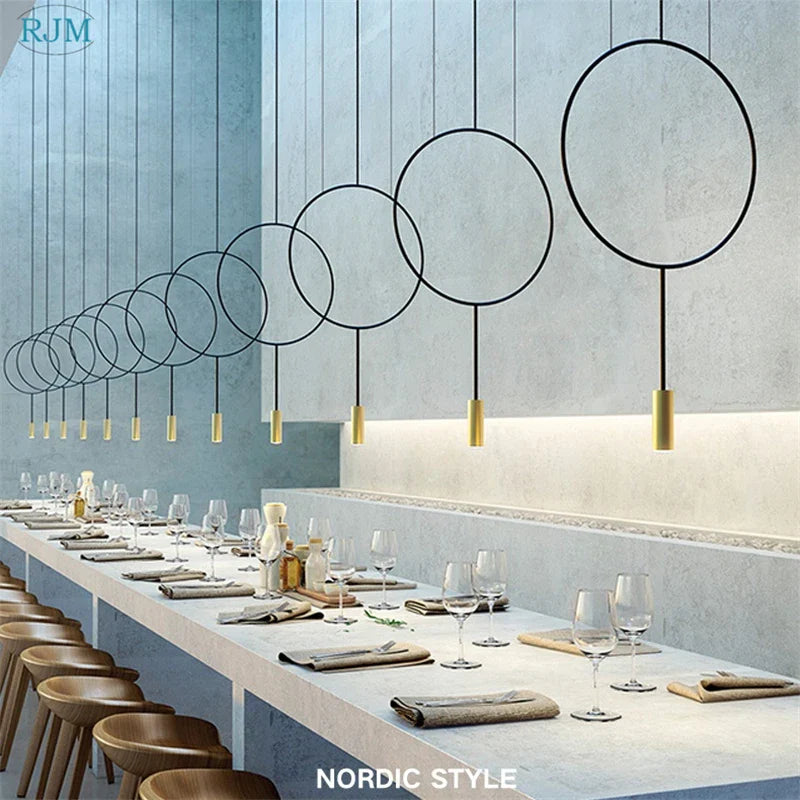 Axyaa Postmodern Metal Circular Pendant Light for Restaurant, Bedroom, and Bar Lighting