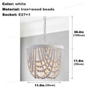 Axyaa Wooden Beads Chandelier White Mini Pendant Light for Bedroom & Kitchen