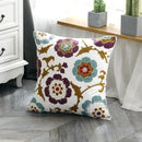 Axyaa Ethnic Style Embroidery Canvas Pillow Cover 45x45cm Square for Sofa Bed