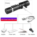 Axya 8000LM Zoomable USB Rechargeable LED Flashlight with T6/L2/V6 LEDs