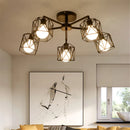 Axyaa Vintage Iron Cage Chandelier with Adjustable Spider Design