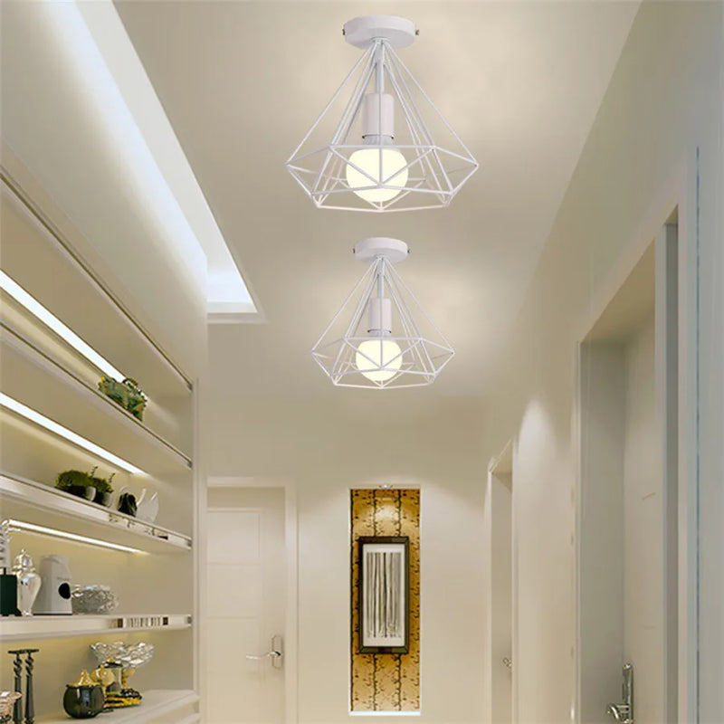 Geometric Iron Cage Ceiling Light by Axyaa: Modern Nordic Design for Home Decor