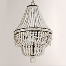 Axyaa White Wood Bead Chandelier for Bedroom Living Room Kitchen Vintage Style