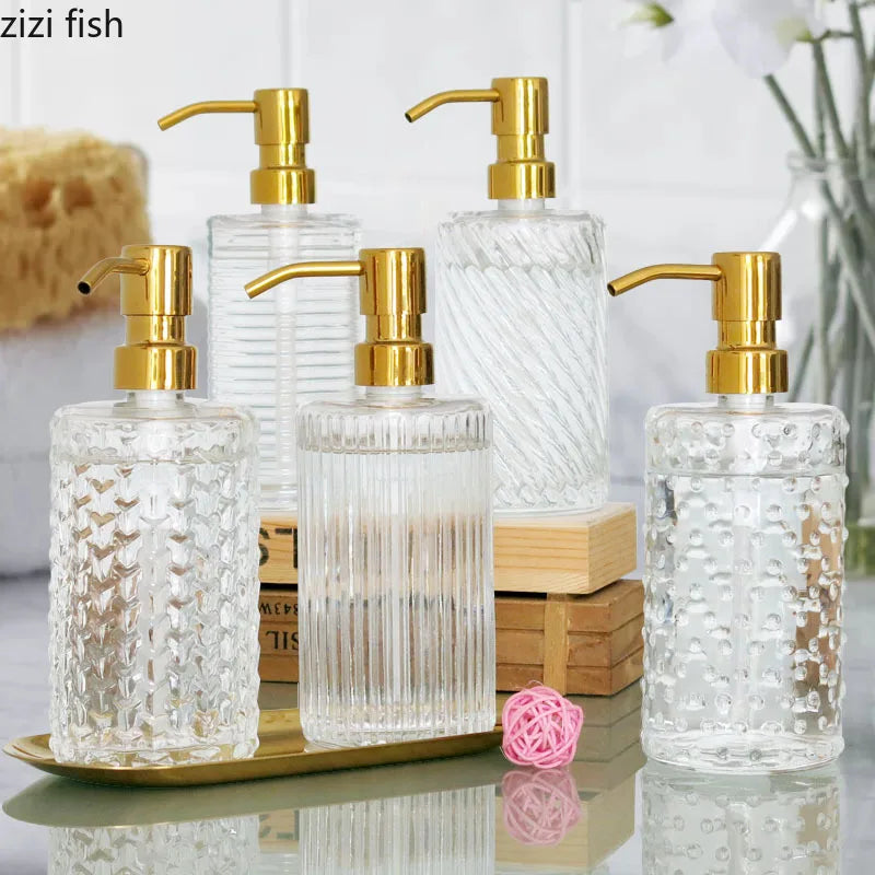 Axya Golden Stainless Steel Sub-bottle Dispenser 400ml Glass Lotion Bottle