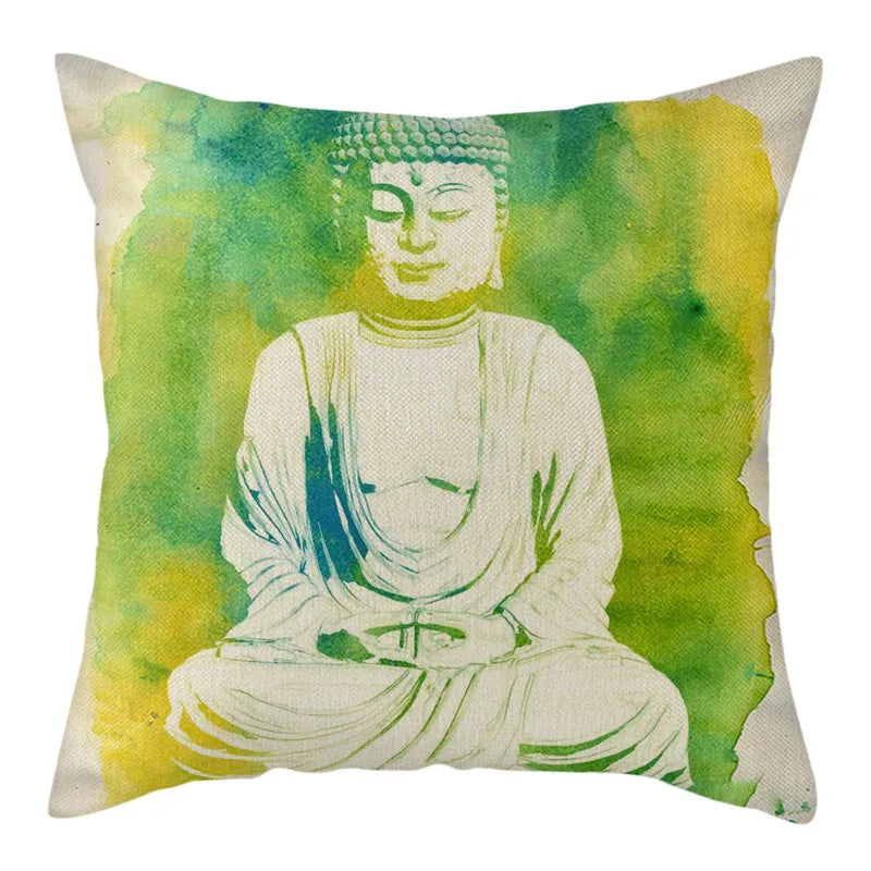 Buddha Pattern Throw Pillow Cover by Axyaa for Home, Car, Sofa Décor
