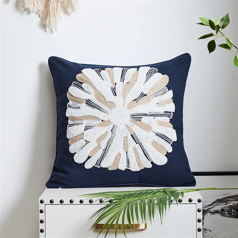 Axyaa Sea Starfish Navy Blue & Yellow Cushion Cover 45x45cm