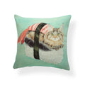 Axyaa Tropical Cat Cushion Cover Moon Blue Cotton Linen Pillow Case