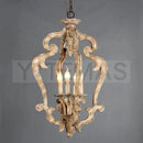 Axyaa Antique Wood Chandelier Retro Carving Lamp Vintage Loft Children Room Light