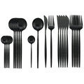 Axyaa Black Stainless Steel Dinnerware Set: 24Pcs Cutlery Flatware Gift Set
