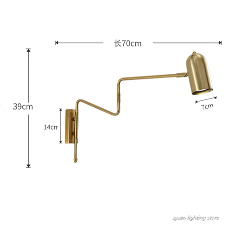 Axyaa Retro LED Wall Lamp: Adjustable Angle, Bedroom, Living Room, Study Decor