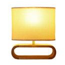 Axyaa Wood Base Table Lamp with Cloth Lampshade - Lighting Fixture for Living Room