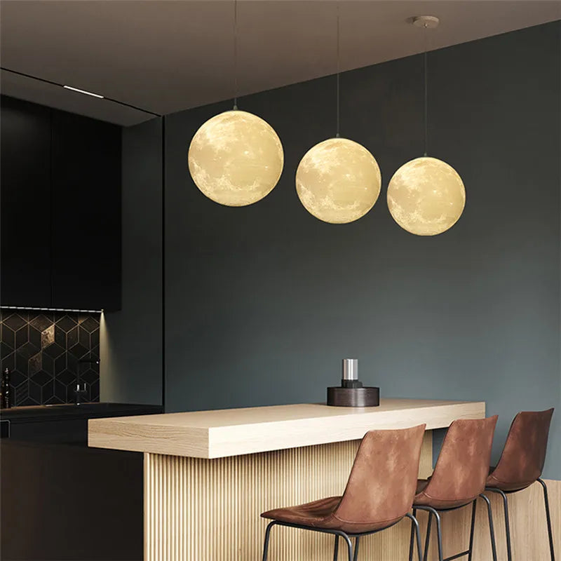 Axya Nordic Moon LED Pendant Lamp for Modern Industrial Home Decor