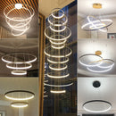 Axyaa Modern Circle Rings Pendant Light - White/Gold/Black Luster Lamp