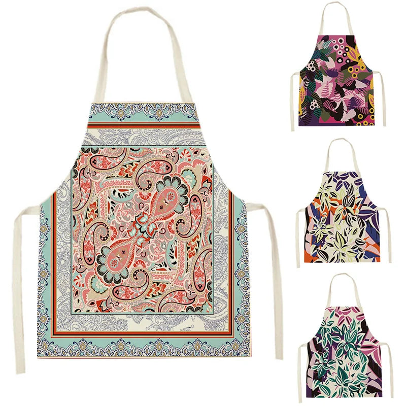 Axyaa Tropical Floral Kitchen Apron for Cooking, Baking, Cleaning - 47x38cm
