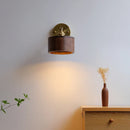 Axyaa Walnut Wood LED Wall Light, Adjustable for Bedroom, Stair, Nordic Copper Wandlamp