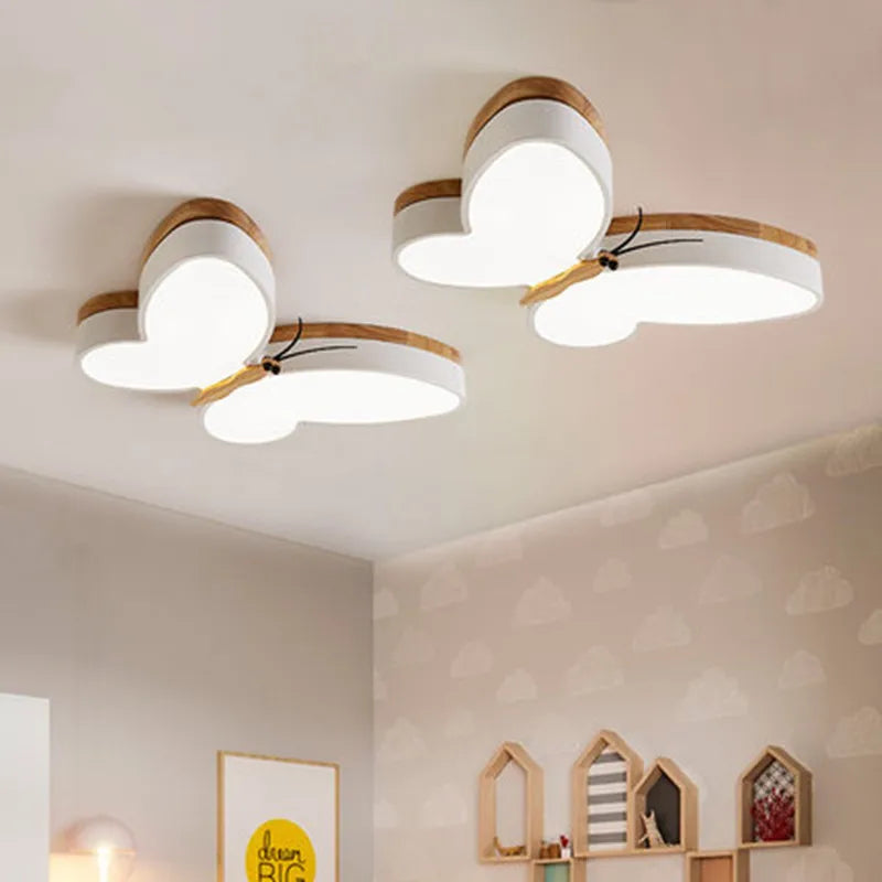 Axyaa Led Butterfly Chandelier for Kids Room-Bedroom, Modern Wood Ceiling Light