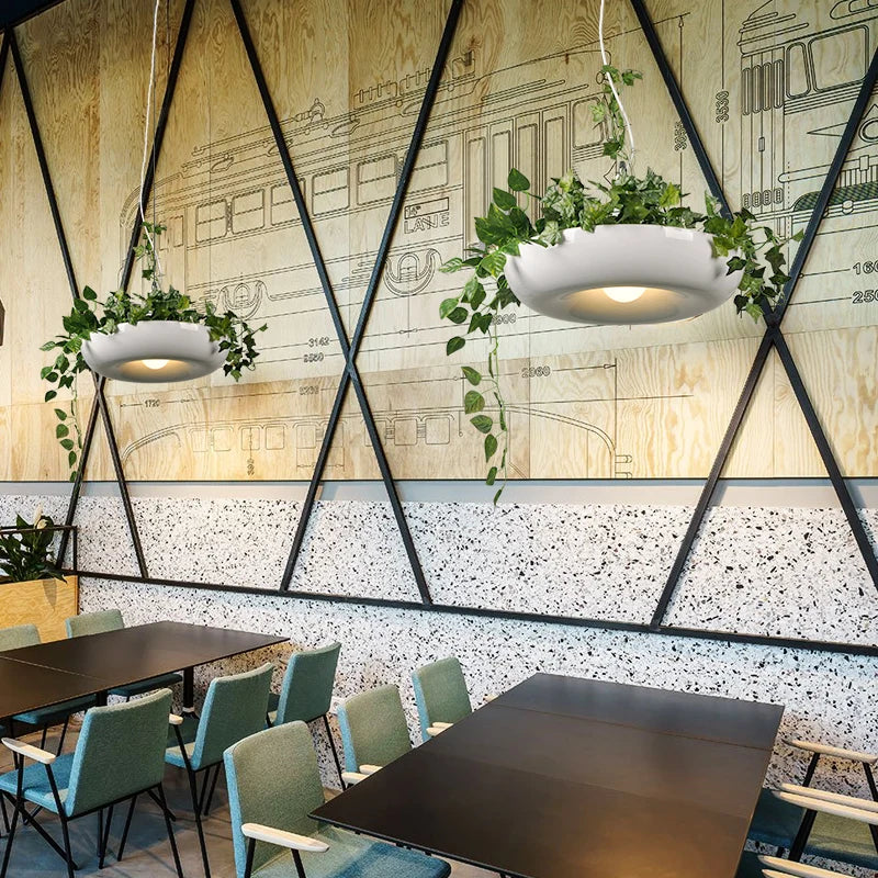 Axyaa Modern Plant Pendant Lights Nordic Style Office Decor Lighting Fixtures