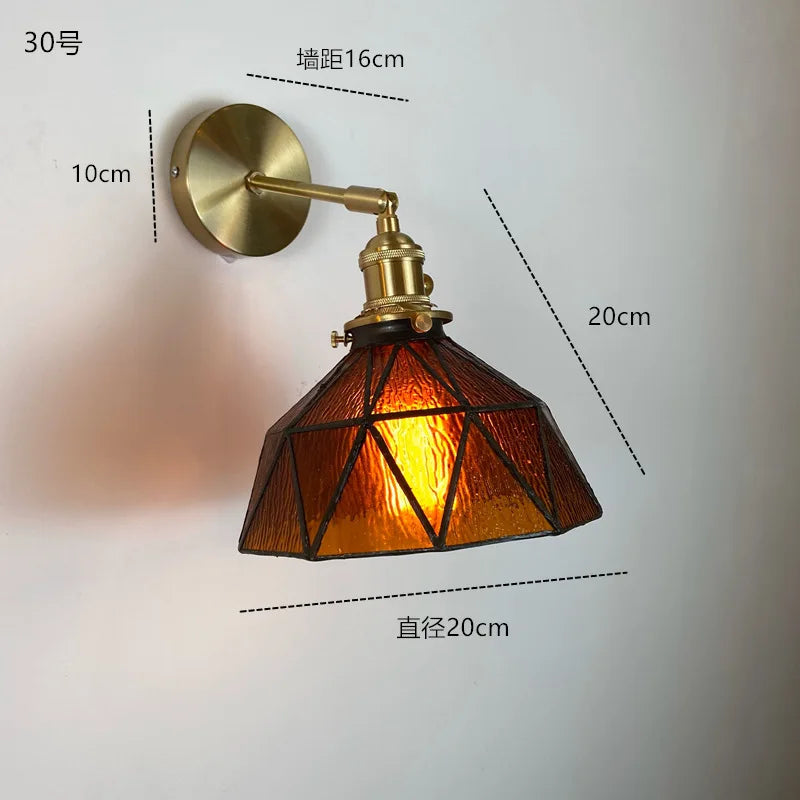 Axyaa Clear Glass LED Wall Sconce Switch Lamp for Bathroom Mirror Stairway, Nordic Copper Influence