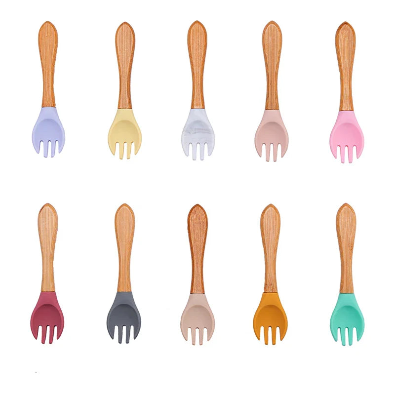 Axya Bamboo Fork & Spoon Set for Babies | BPA-Free Feeding Accessories