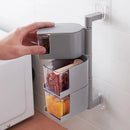 Axyaa Rotating Spice Storage with Spoon Wall Mount Jar Kitchen Organizer