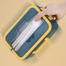 Axyaa Portable Lunch Bento Box with Spoon & Chopsticks - Leakproof Wheat Straw Container