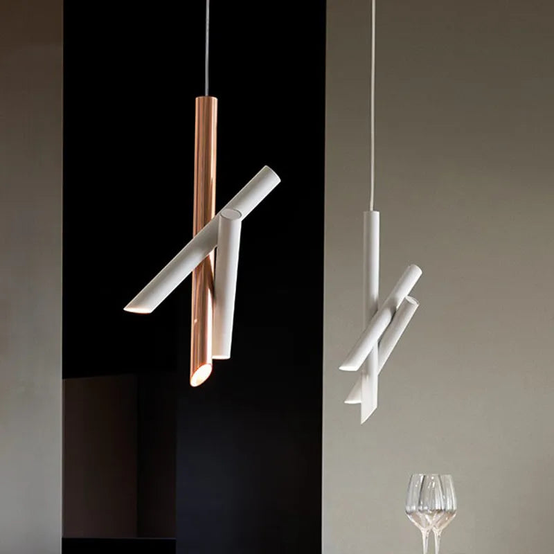 Axyaa Rose Gold Tubes Pendant Light | Modern Designer Lamp