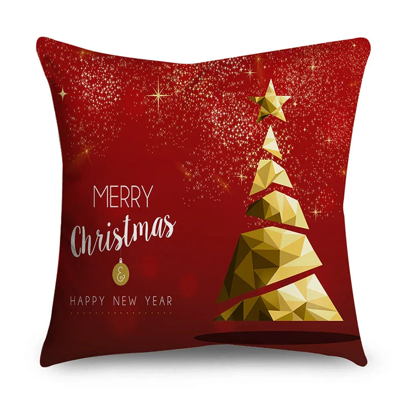 Axyaa Christmas Polyester Cushion Cover - Tree Gifts Print - Xmas Home Decor
