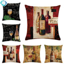 Axyaa Red Wine Bottle Throw Pillow Cover 45X45CM