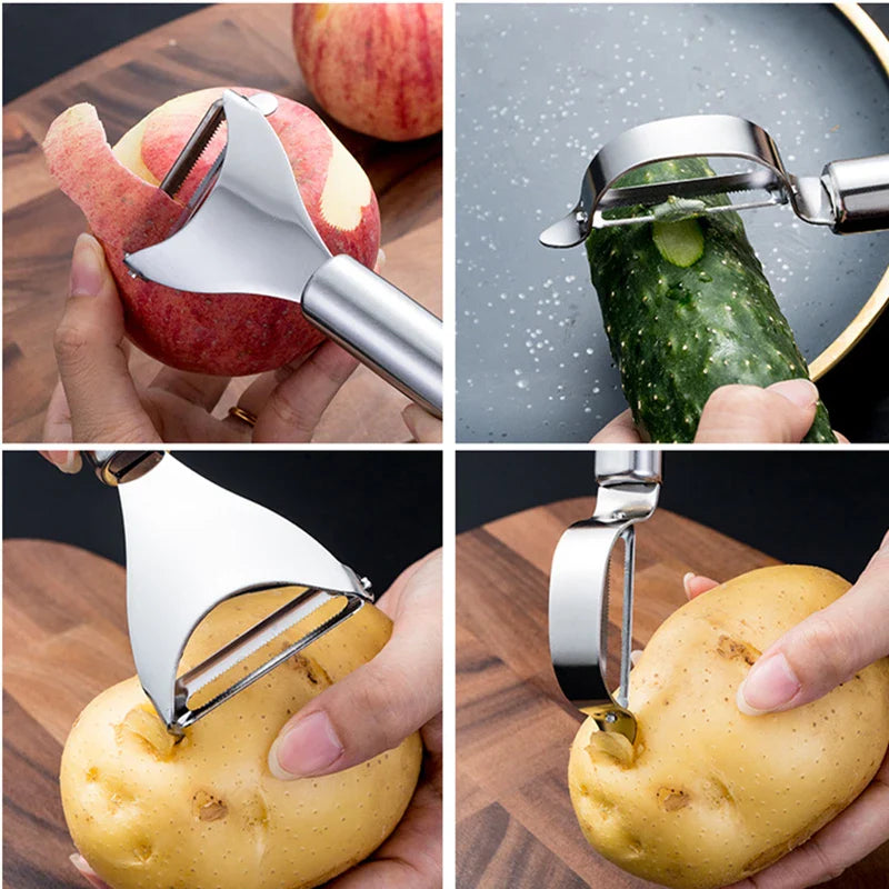 Axyaa Stainless Steel Dual-Use Peeler Apple Carrots Knife Fruit Cutter Scraper