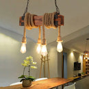 Axyaa Retro Industrial Wood Chandelier Pendant Lamp E27 Hanging Fixture