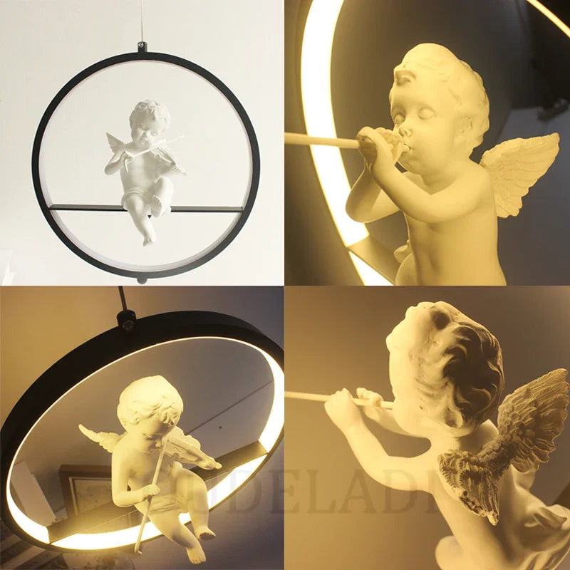 Axya White Angel Pendant Light - Modern Art Restaurant Hanging Lamp