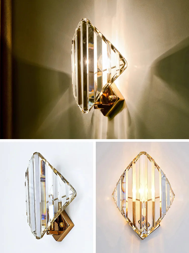 Axyaa Crystal Wall Sconce Modern Luxury Light Fixture for Living Room Home Decor