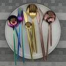 Axyaa Rose Gold Western Style Dinnerware Set Stainless Steel Silverware Cutlery