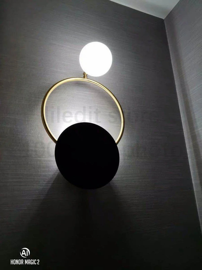 Axyaa Golden Ring Wall Sconce: Modern Nordic Bedside & Living Room Lighting