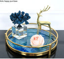 Axya Blue Agate Metal Tray - Elegant Cosmetic Storage & Decoration