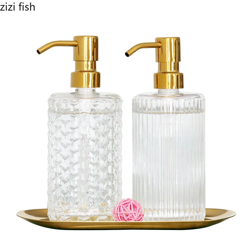 Axya Golden Stainless Steel Sub-bottle Dispenser 400ml Glass Lotion Bottle