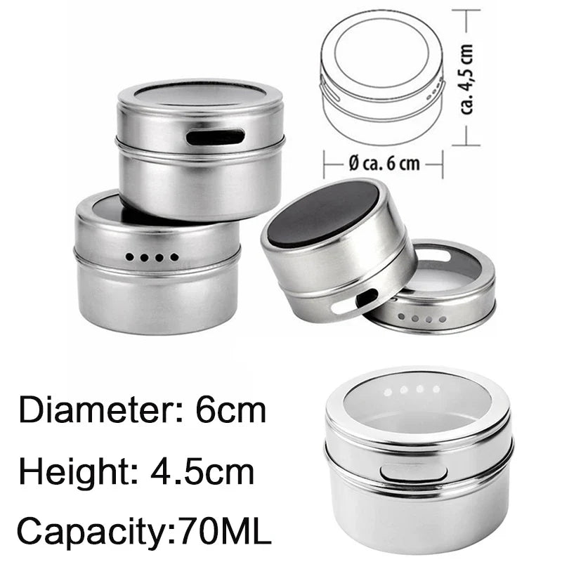 Axya Stainless Steel Spice Jars Set with Stickers