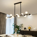 Axya Glass Ball Chandelier: Modern Horizontal Suspension Lighting for Dining Room