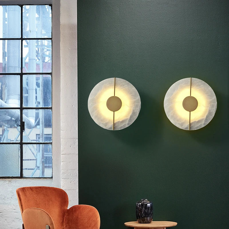 Axyaa Circular Marble Decor Lamp for Luxury Living Spaces