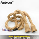 Axyaa Retro Hemp Rope Pendant Light with E27 LED Bulb - Industrial Vintage Hanging Lamp