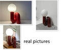 Axyaa Red Frosted Glass Desk Lamp LED Light for Living Room Study Art Table Decor