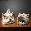 Axya Lion Dance Ceramic Tissue Box & Desktop Organizer Holder Snack Key Dish