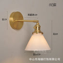 Axyaa Copper Glass LED Wall Lamp Switch Japanese Nordic Style Bedroom Bathroom Mirror Stair Light Wall Sconce