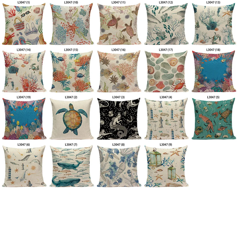 Axyaa Ocean Life Pillow Covers for Home Decor