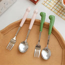Axyaa Kids Bear Dragon Cutlery Set Stainless Steel Utensils