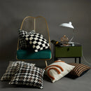 Axyaa Houndstooth Fur Cushion Cover - Nordic Living Room Sofa Decor